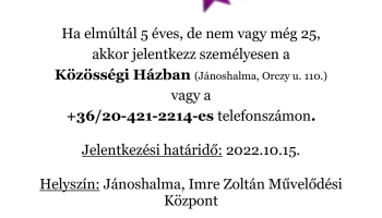 JÁNOSHALMI TEHETSÉGKUTATÓ - Meghívó
