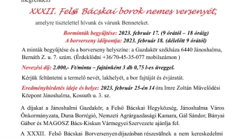 Meghívó - XXXII. Felső Bácskai borok nemes versenye