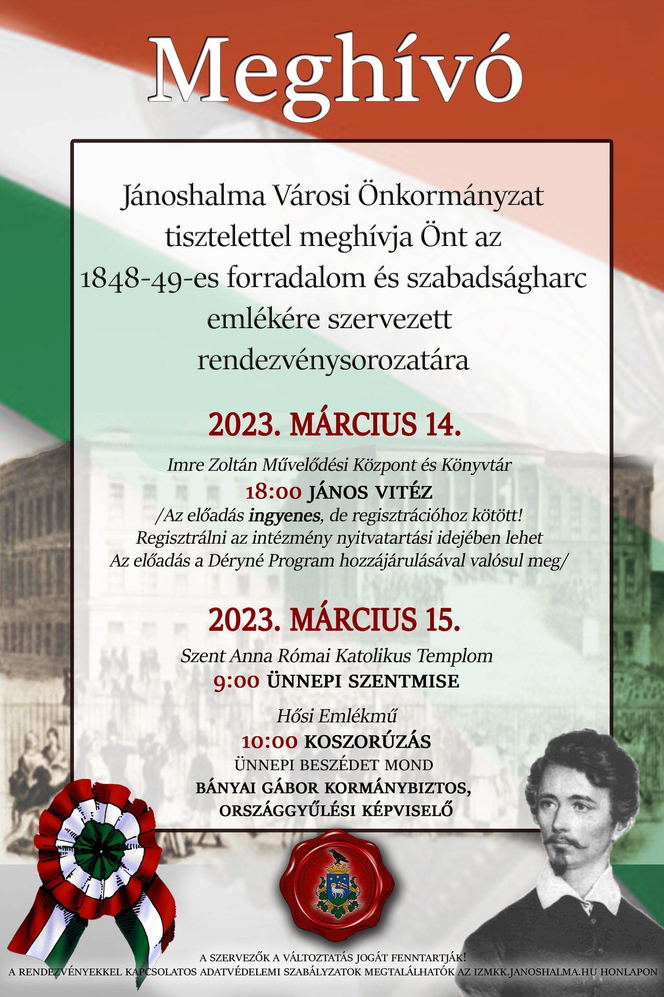  Nemzeti Ünnepünk alkalmából rendezett városi ünnepségsorozat