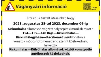 Kiskunhalas-Baja vonalon vasúti közlekedés